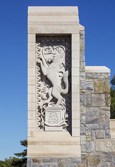 Image of the Rampant Fox on Marist's South Gate